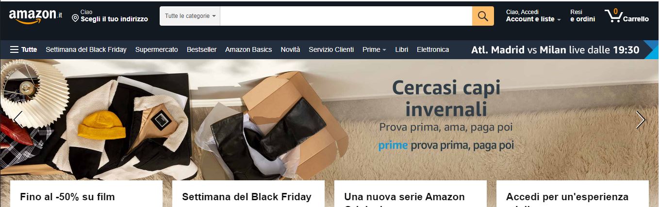 Barra di ricerca interna Amazon