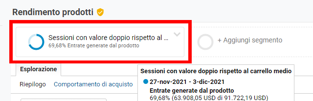 Segmento di traffico in Google Analytics - selezione del segmento